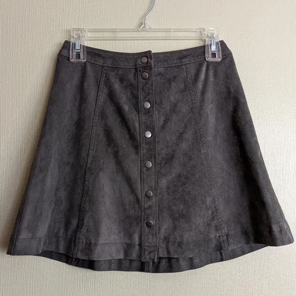 Abercrombie & Fitch Miniskirt Green Meadows Faux Suede Fit & Flare Snap … - Picture 3 of 15